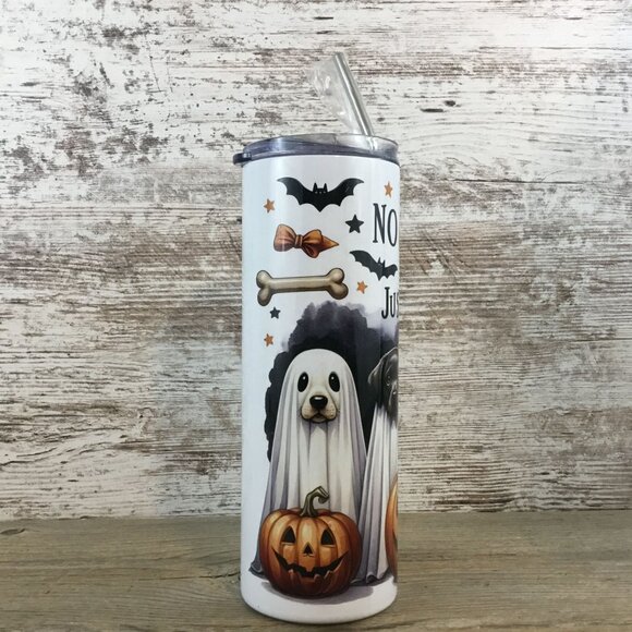 Dog No Tricks No Treats Halloween 20 oz Skinny Tumbler - Picture 4 of 6